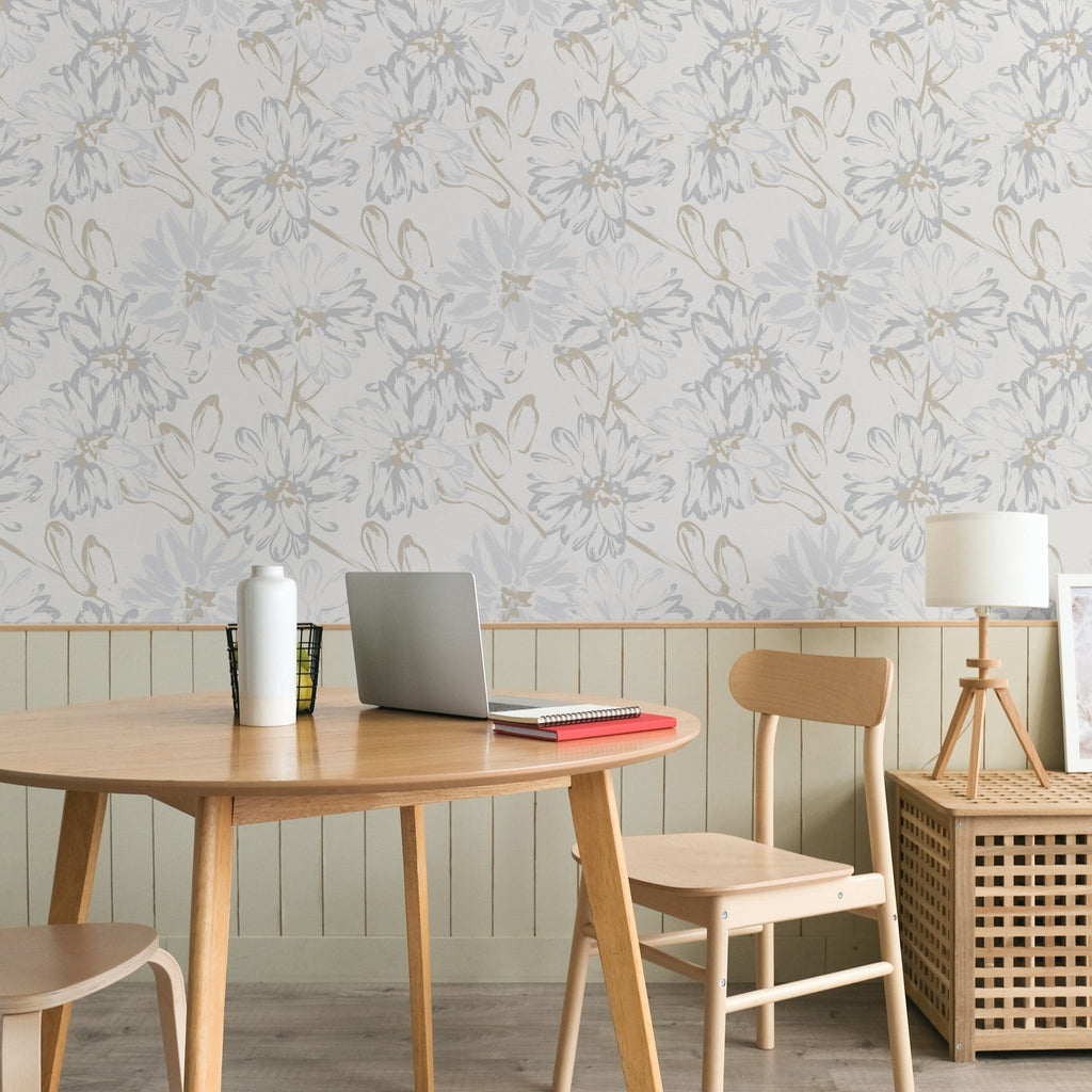 Blue Daisy Floral Wallpaper – Something Blue