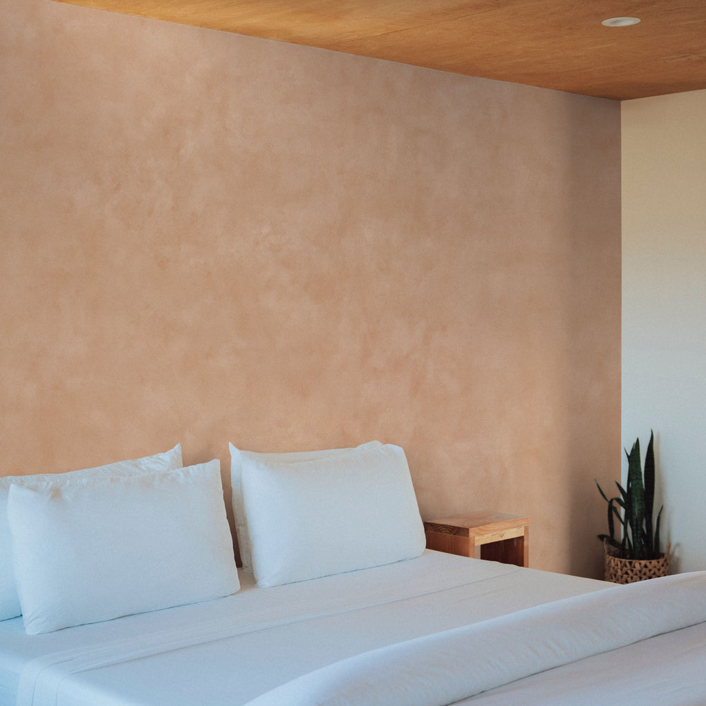 Peach Plaster Effect Wallpaper – Camila