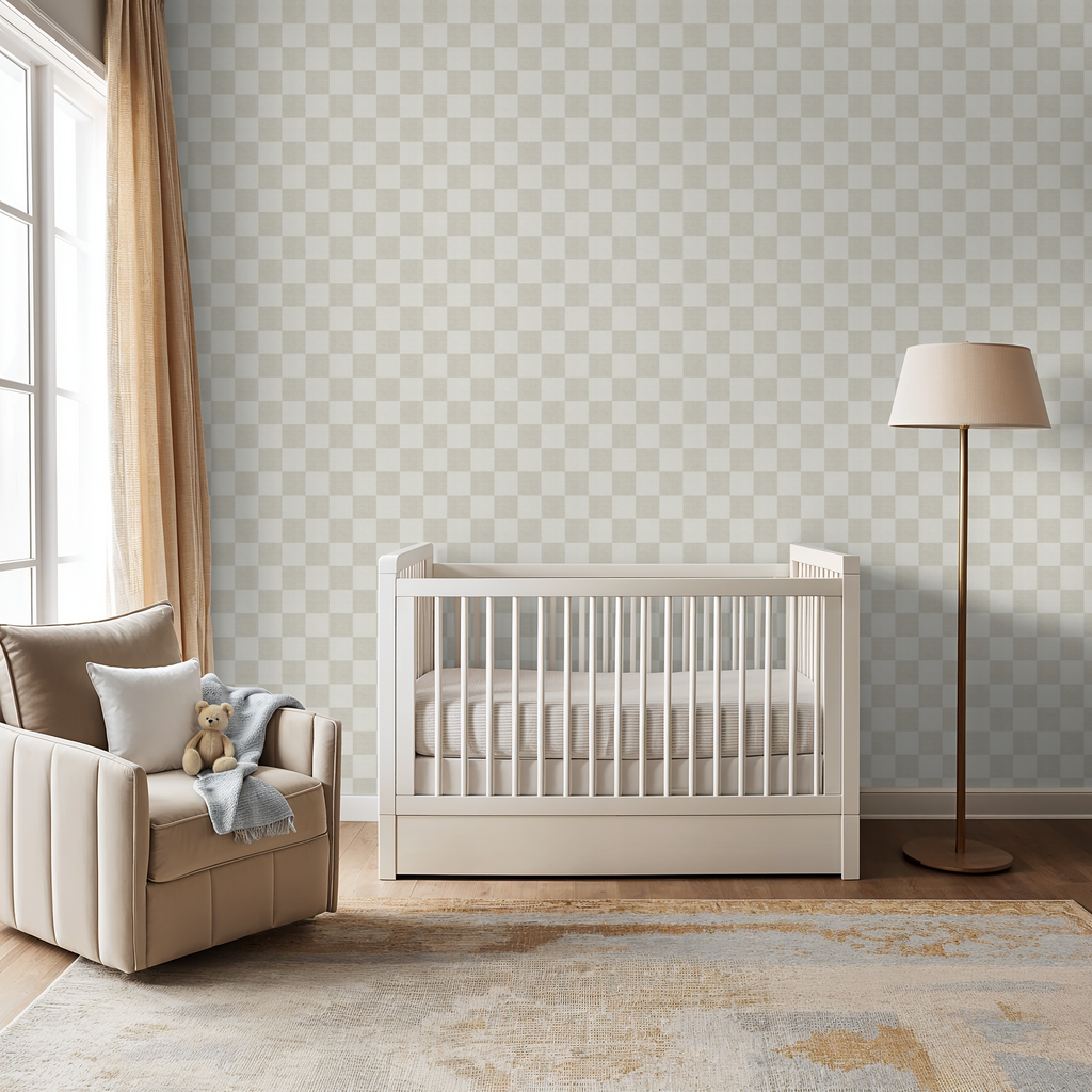 Woven Check (Beige) Wallpaper