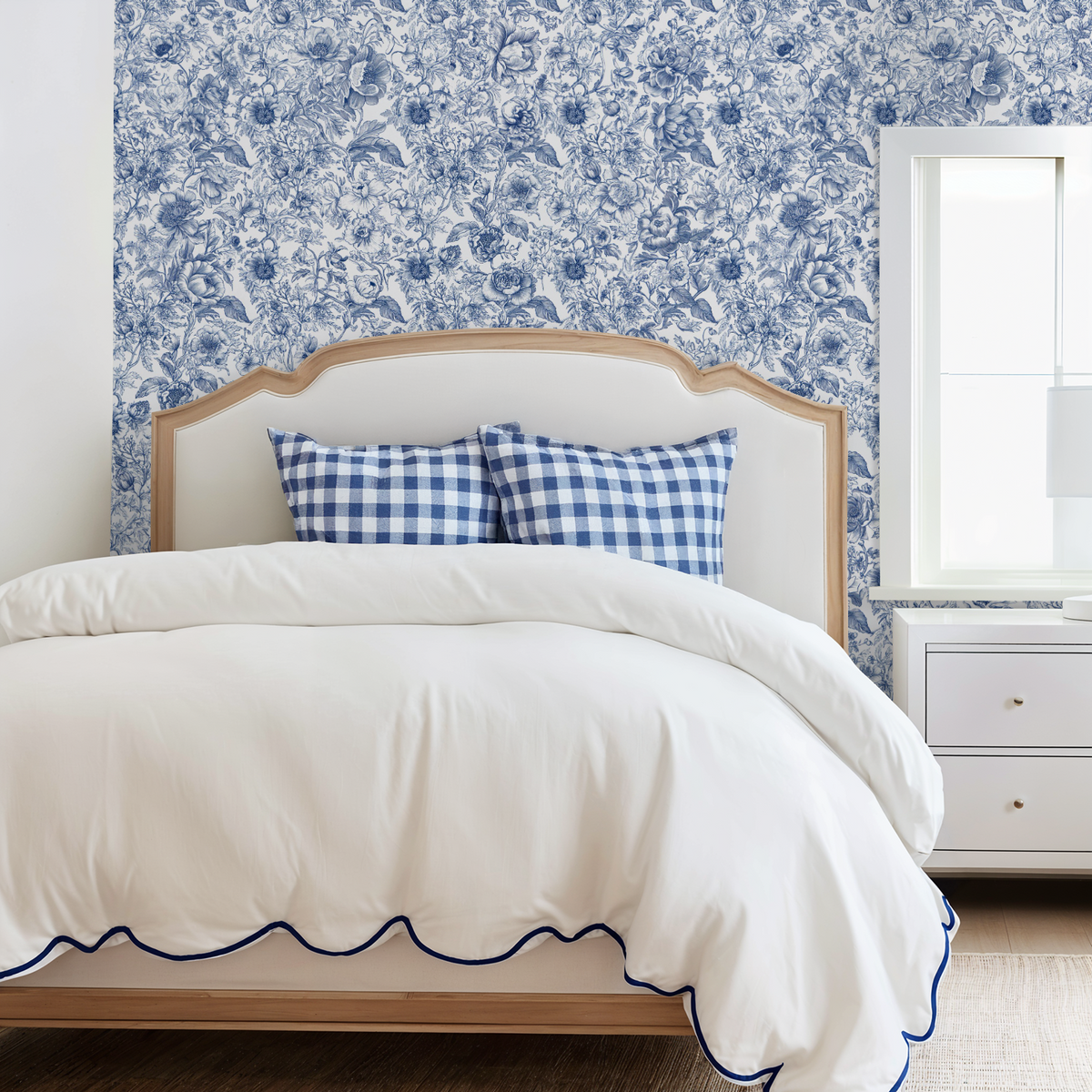 Lush blue-and-white botanicals