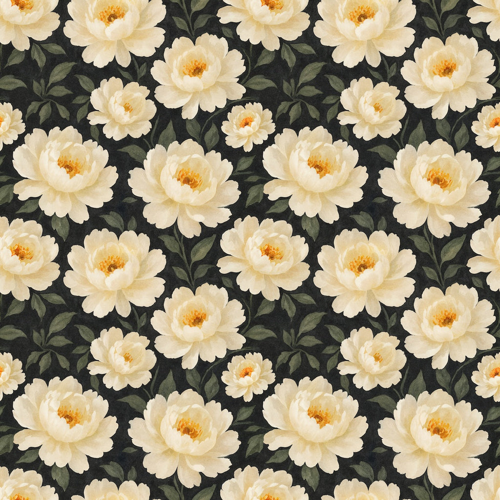 Dark Peony Floral Wallpaper – Moonlight Blooms