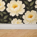 Dark Peony Floral Wallpaper – Moonlight Blooms