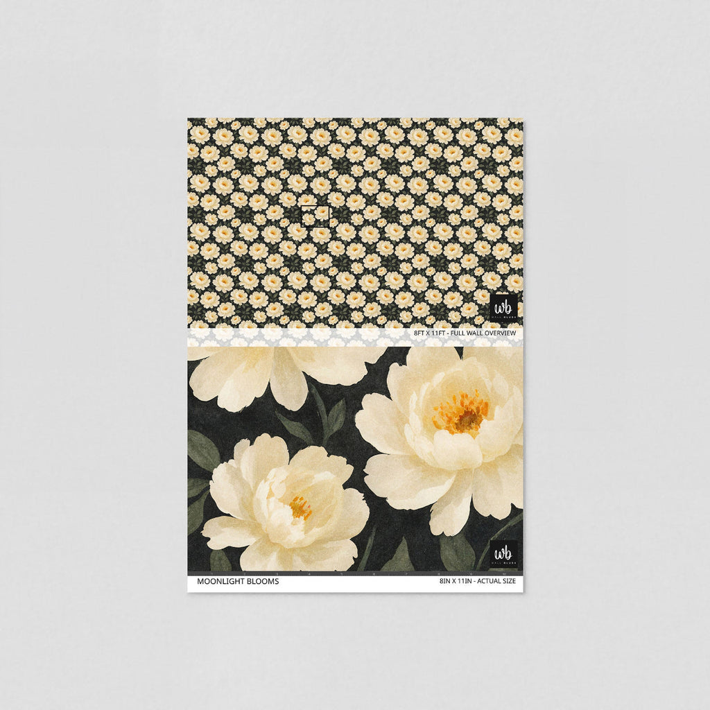 Dark Peony Floral Wallpaper – Moonlight Blooms