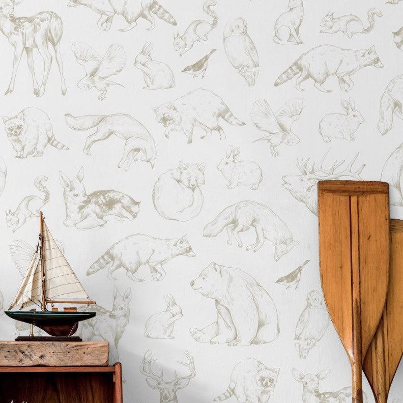 Hand-sketched forest animals