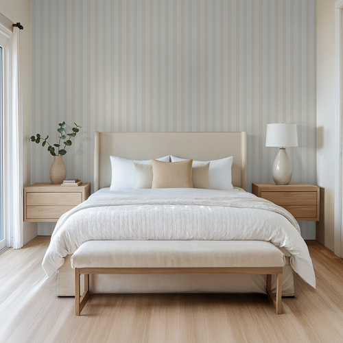 Beige Triple Stripe Wallpaper – The Andrew Small