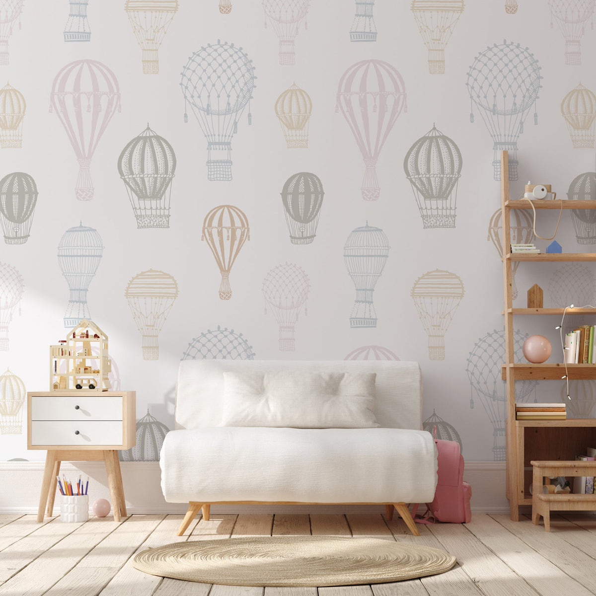 Hot air balloons in soft pastels
