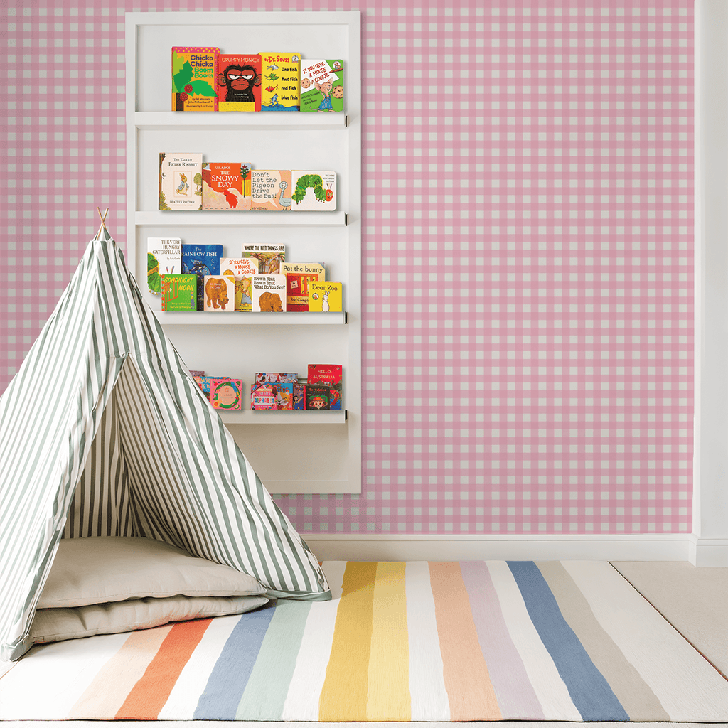 Simply Gingham Small (Pink) Wallpaper