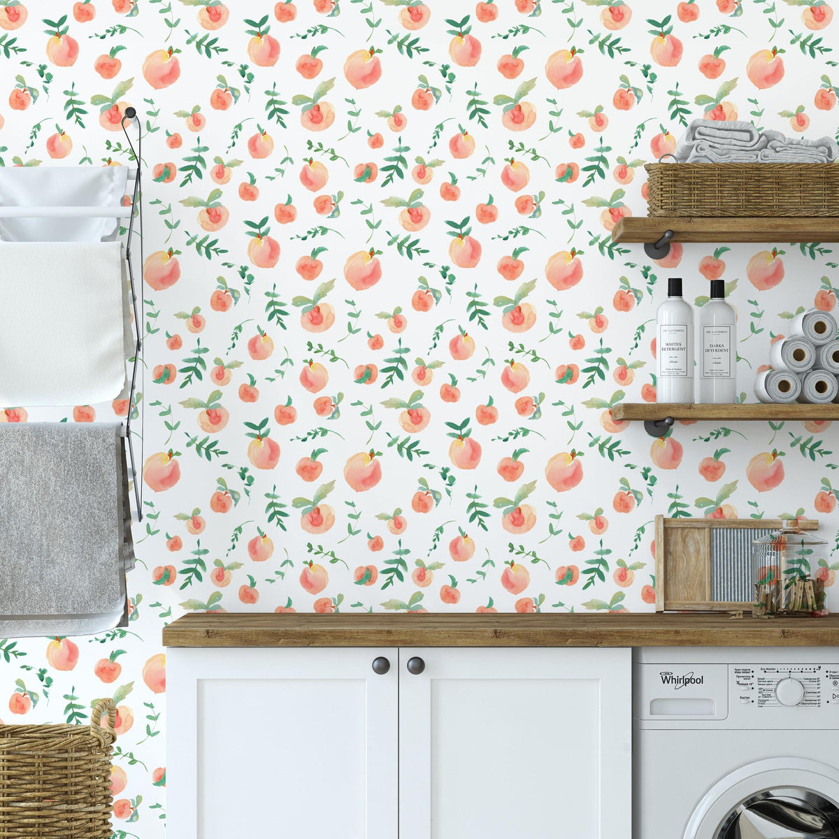Peachy Clean (White) Wallpaper
