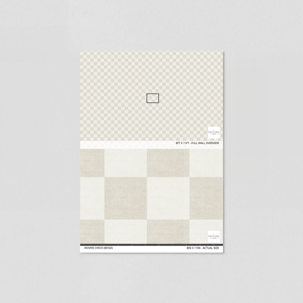 Woven Check (Beige) Wallpaper